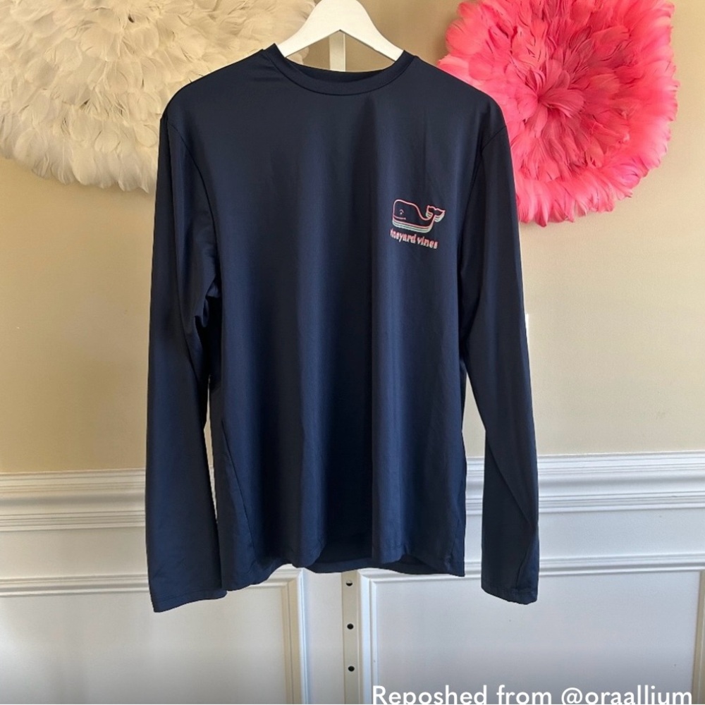 Vineyard Vines Long Sleeve Tees - Navy and Heather Blue